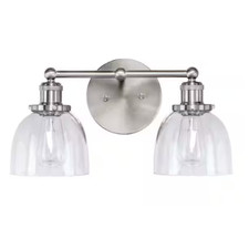 Home Decorators Evelyn 2-Light Brushed Nickel Vanity Light w/ Clear Glass
