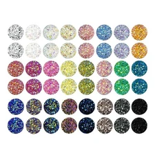 100 Pieces Faux Druzy Cabochons Flat Back Round Resin Beads for Craft DIY Jew...