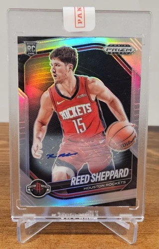 2024-25 Panini Prizm Black - Reed Sheppard #145 Silver Prizm Auto (RC) Rockets