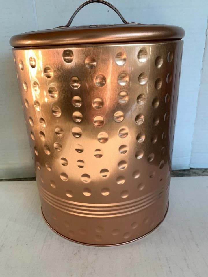 Cookie Jar Hammered Copper Finish 9" Flour Jar Kitchen Decor Treat Jar Farmhouse - Image 3 of 4