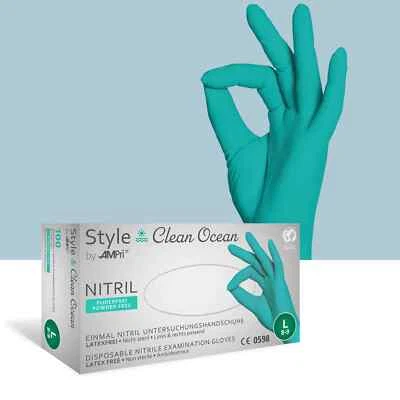 AMPRI MedComfort Style Nitril Einweghandschuhe Einmalhandschuhe Ocean Grün XS,S,M,L,XL
