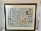 SAXTON'S MAP OF ENGLAND AND WALES 1579 BRITISH MUSEUM FRAMED MAP PRINTED IN 1969