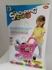Mini Shopping Cart Toy Kids Toddler Supermarket Pretend Play Includes Food Items