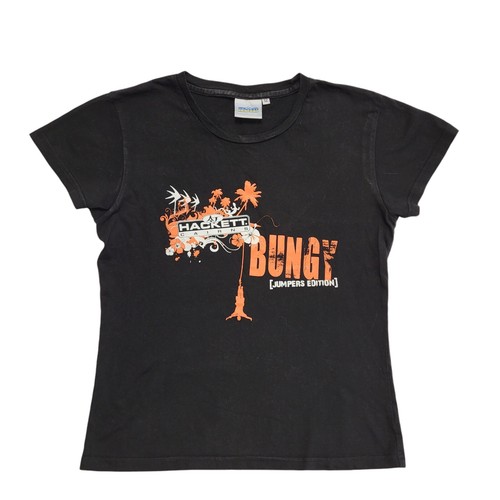 Hackett, Hackett Cairns Australia Vintage 90's Black Bungy Tourist T-Shirt Womens UK 12