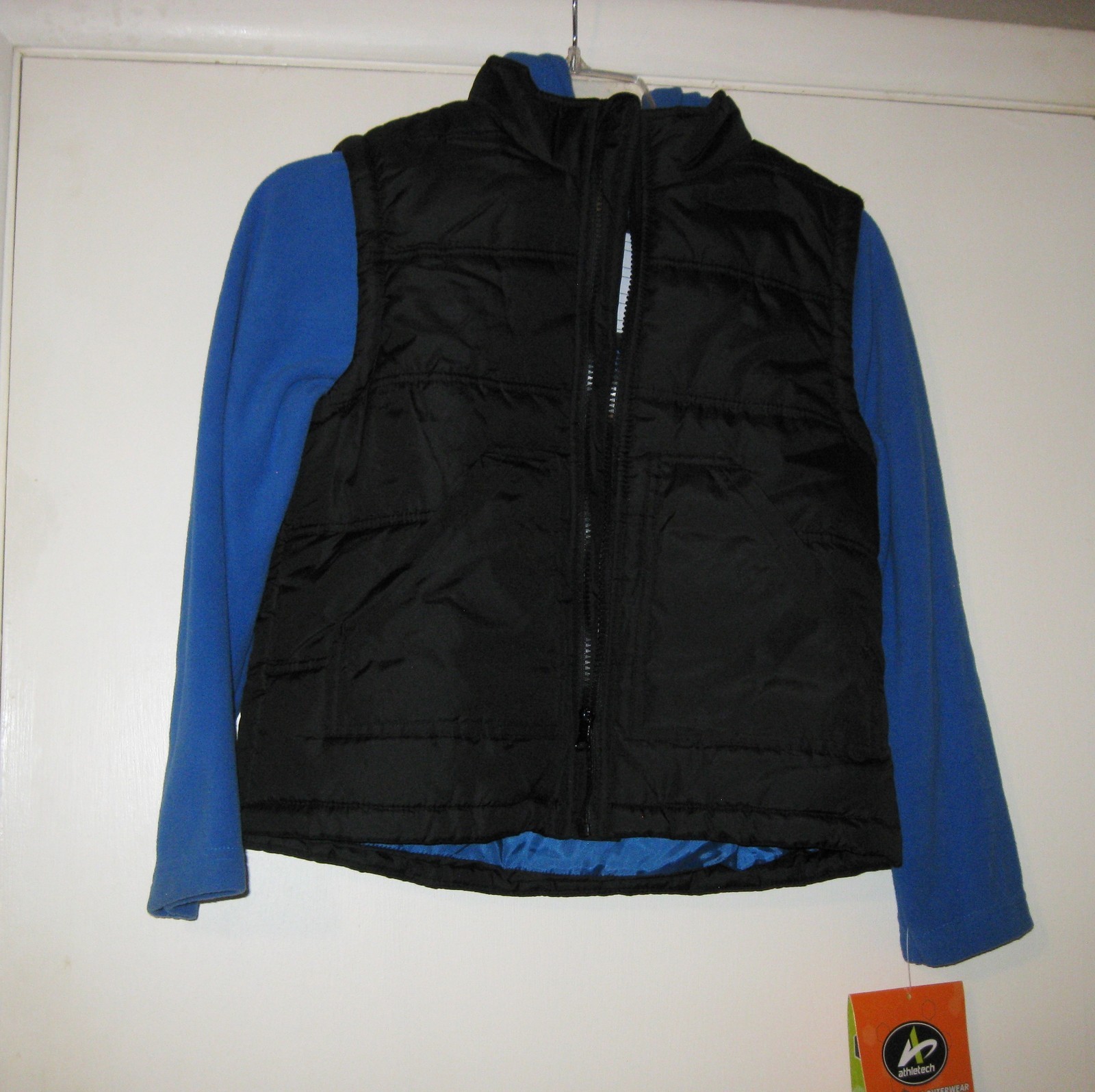 blue hoodie vest