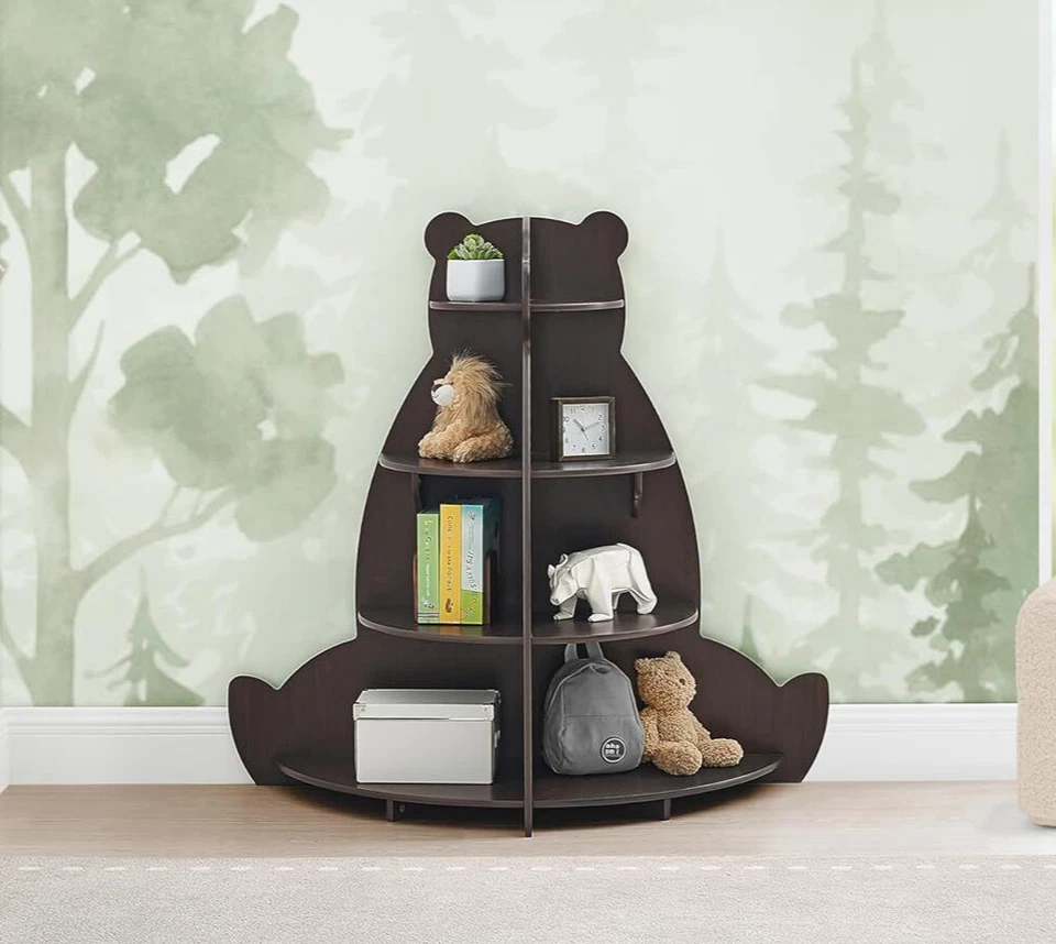 Librería con forma de oso marrón niños niños estantes de juguete de varios niveles Foto 2 de 4