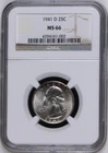 :1941-D S25C WASHINGTON-QUARTER SPOTLESS NEAR-SUPERB NGC MS-66 HIGHEST-GRADES