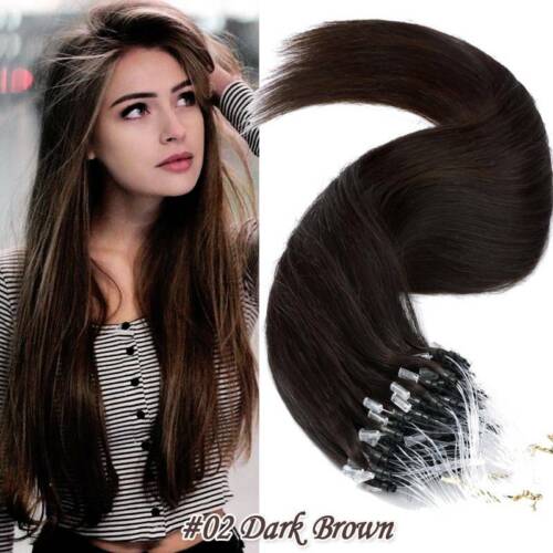 Micro Anello Anello Capelli Real Remy Estensioni Capelli Umani Perline Punta 1g/Filo Spessore - Foto 20 di 35