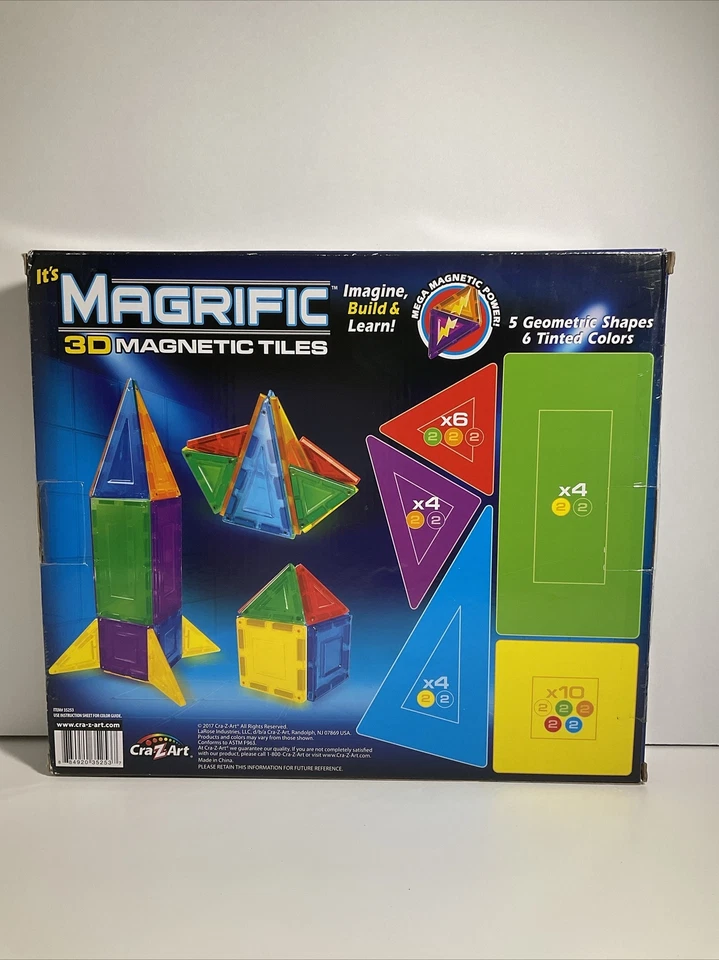 Cra-Z-Art Magrific 3D Magnetic Tiles 28 Piece Set - New - Sealed - Fast Ship! - Image 2 of 2