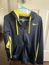 NIKE Therma-FIT Hoodie Navy Blue w/Yellow 465786-479 Medium M