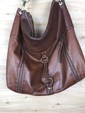 Sundance Catalog Leather Slouch Boho Hobo Shoulder Bag Brown Made In Italy