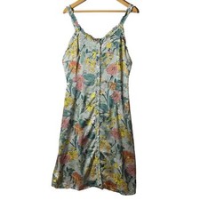 Molly Bracken Floral Print Woven Satin Shift Midi Dress sz L