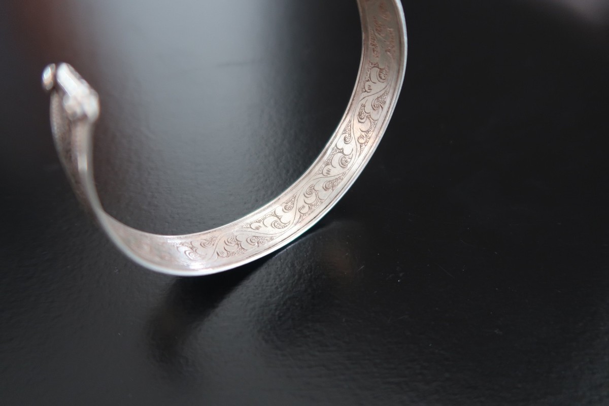 Bracelet Jonc En Argent Massif 83 G - Style Ethnique Vintage XIXe Siècle - Occasion