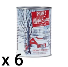 6 cans of Pure Canadian Maple Syrup Grade A from Quebec 540ml / 18 oz each