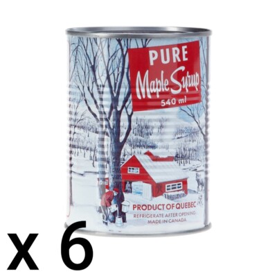 6 cans of Pure Canadian Maple Syrup Grade A from Quebec 540ml / 18