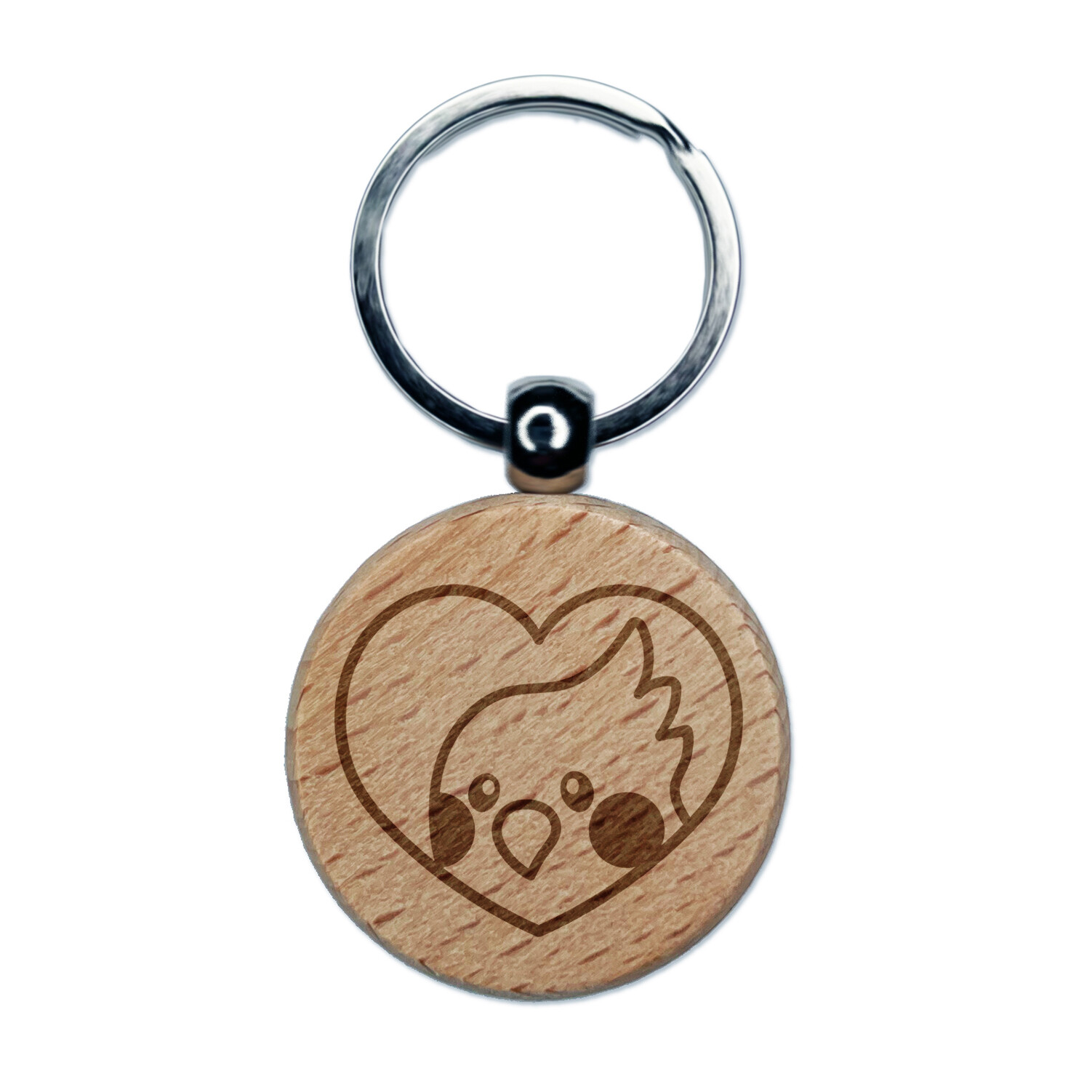 Cockatiel Heart Engraved Wooden Keychain Charm Tag