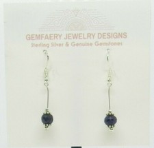 Sterling Silver Faceted Natural SAPPHIRE Gemstone Dangle Earrings...Handmade USA