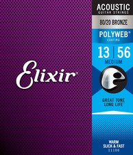 Elixir  Strings 11100 80/20 Bronze Acoustic Guitar Strings w POLYWEB  Coating