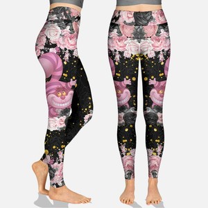 Black Pink Cat Flowers Legging | eBay