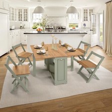 Butterfly Dining Set Green-Santos Waxed Pine Extending Dining Table and 4 Chairs