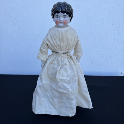 Antique German 16  Flat Top China Head Doll Rosy Cheeks Blue Eyes