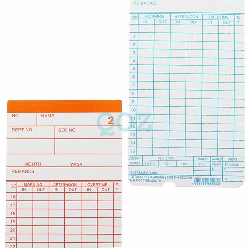 Monthly Payroll Cards For Employee Time Attendance Bundy Clock Recorder 200/400 - Picture 8 of 14