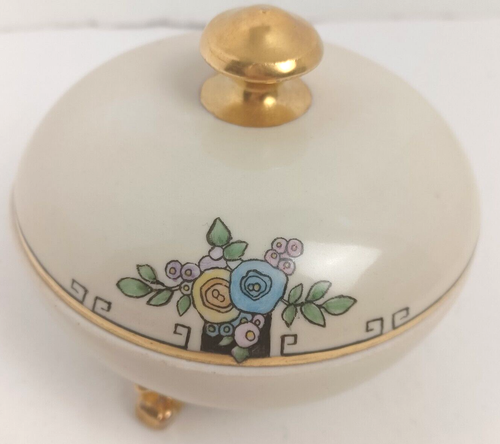 Plato de baratija cubierto TK Checoslovaquia pintado a mano de colección floral firmado porcelana - Imagen 2 de 9