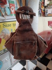 Vtg Rustic Russell & Bromley Leather Backpack Sling Convertible Purse Unique Bag