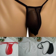Men Mesh See-through Pouch G-string Briefs Underwear T-back Thong V-string