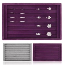 Velvet Jewelry Ring Display Organizer Case Tray Holder Earring Storage Box Gift
