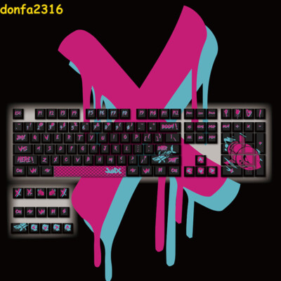 League of Legends Jinx PBT Mechanical keyboard keycaps 123keys