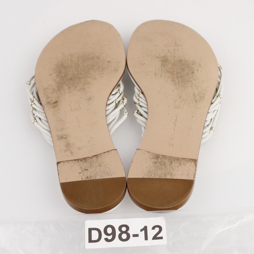 Gianvito Rossi Womens Thong Sandal Size 38 8 White Leather Multi Sprap Beaded - Picture 10 of 17