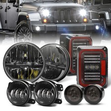 Combo For Jeep Wrangler Jk 07-18 7 Round Led Headlights Turn Fog Tail Light Kit Combo For Jeep Wrangler Jk 07-18 7 Round Led Headlights Turn Fog Tail Light Kit