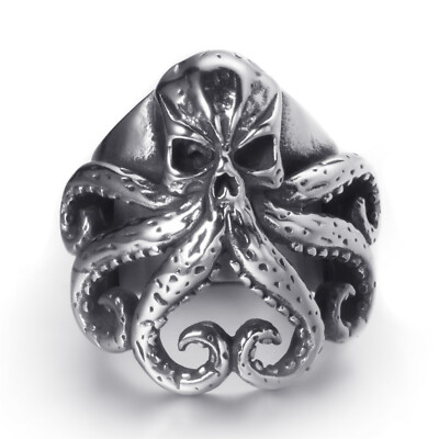 Stainless Steel Octopus Rings Men Tentacles Retro Gothic Punk Style Vintage Ring