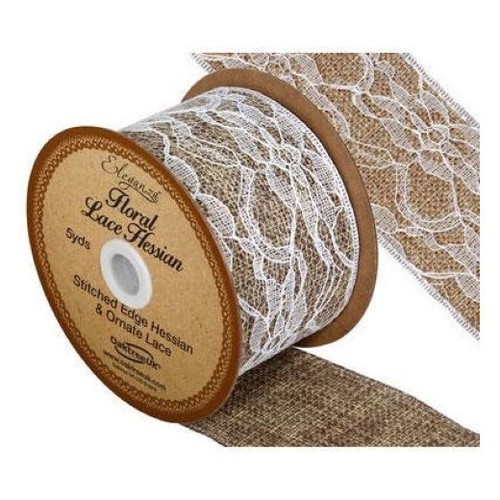 Hessian Burlap Jute Trimming Wired - Plain - Raw - Lace - Floral Rose - Picture 22 of 41