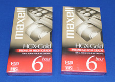  2 MAXELL T-120 VHS Video Cassette 6 Hour Blank Tape Factory Sealed HGX-Gold