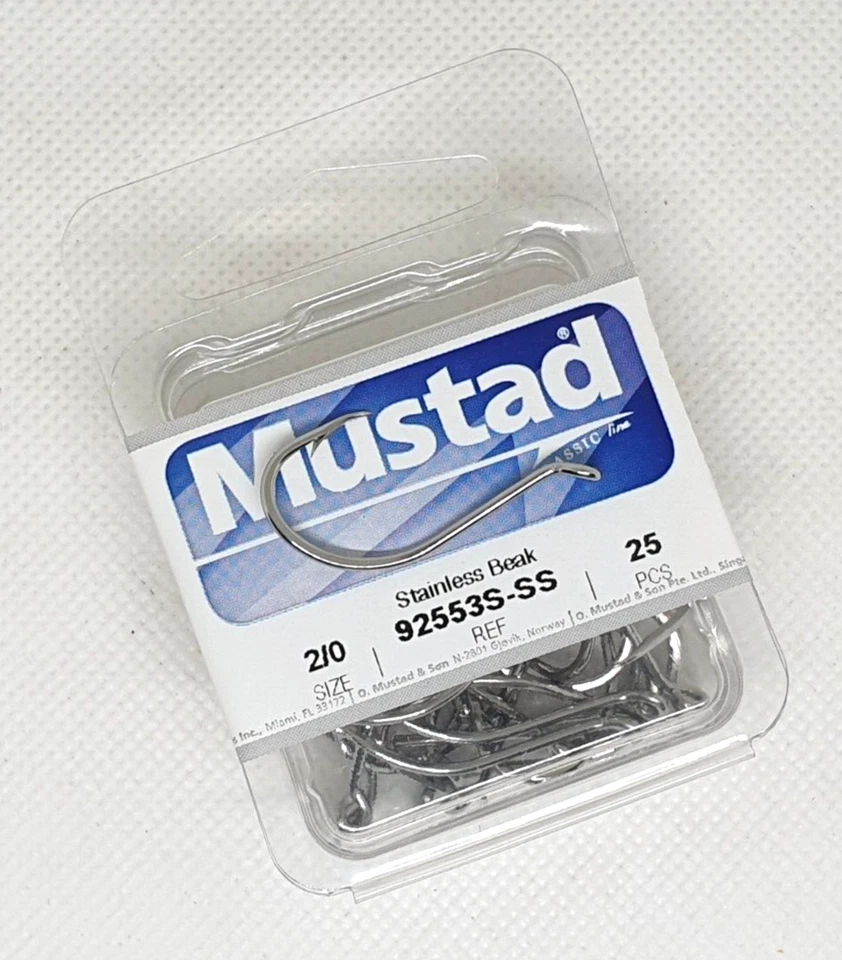 Ami da pesca con occhiello MUSTAD - Ref. 92553S-SS - Size 2/0 - Pezzi 25 - EF90