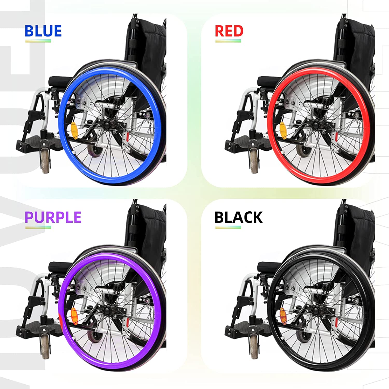 24Inch Silicone Wheelchair Push Rim Covers, NonSlip WearResistant