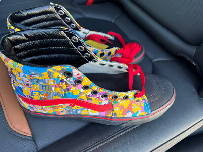   Rare Vans The Simpsons Mens Sk8-Hi Simpsons Character Collage Size 8