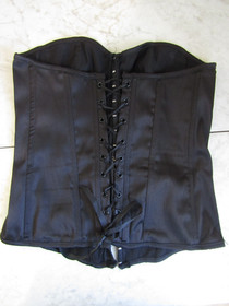 Black Hook & Eye Front Lace Up Back Women Body Shapewear Waist Shaper Corset