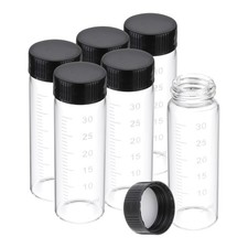 6pcs 30ml Small Clear Glass Vials with Black Screw Cap Glass Graduated