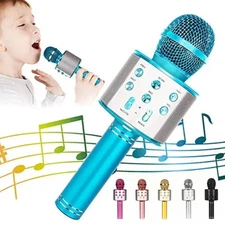 Wireless Bluetooth Karaoke Microphone Speaker 5-in-1 Handheld Rechargeable Mic f