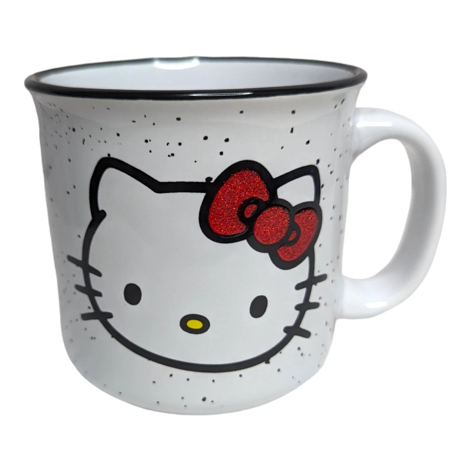 Juego de platos y tazones grandes de cerámica Hello Kitty corazones rojo y blanco NUEVO Foto 2 de 4