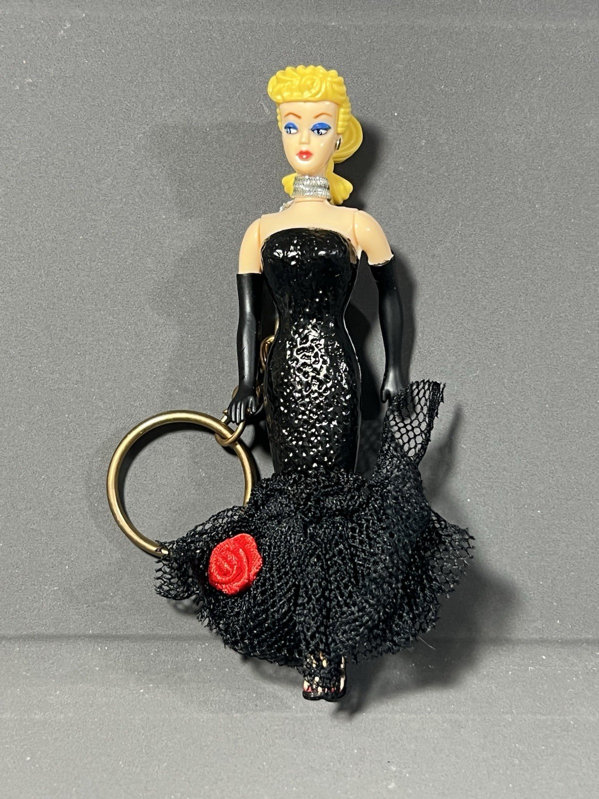 Barbie Keychain Vintage Style Black Dress From 1995 Mattel