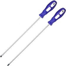 Slotted and Phillips Screwdriver, PH2 12" Long Cross-head  Flat Blade Blue