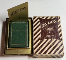 Vintage 1951 Zippo - Green Full Leather Wrapped in Box - Scarce