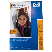New HP Advanced GLOSSY 4X6 Ink Jet Picture Photo Paper Auto Sense 100 SHEETS NEW