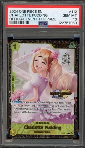 One Piece CCG Charlotte Pudding Official Event Top Prize OP03-112 PSA 10