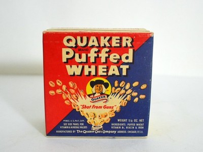 Rare Vintage QUAKER PUFFED WHEAT Individual Cereal Box Sealed Near Mint