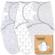 Bublo Baby Swaddles 3-Pack Newborn 0-3 Months Organic Cotton Adjustable Infant S